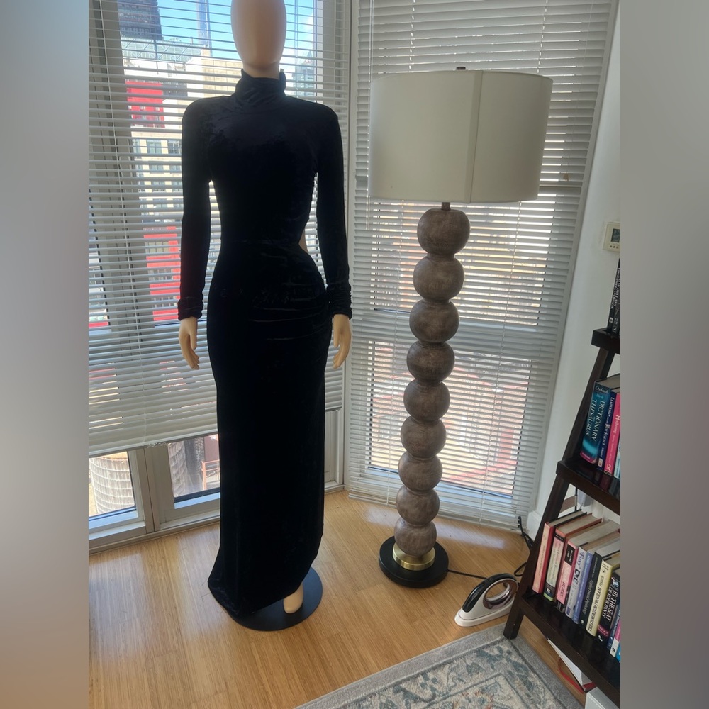 A.L.C. Sleek Black Velvet Maxi Dress